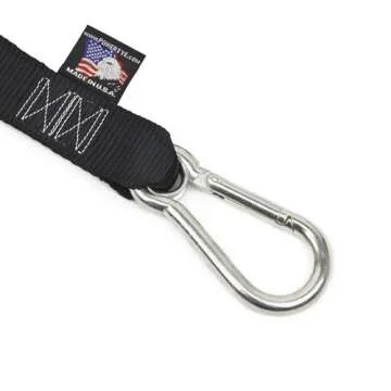 PowerTye 1.5in x 6.5ft Heavy Duty Ratchet Tie-Down Straps with Soft-Tye and Carabiner Hooks - 1,000 lb Working Load Limit / 3,000 lb Breaking Strength - Made in USA - Orange/Black Pair