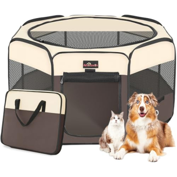 Aivituvin Dog Playpen, Foldable Pet Play Pens with Carrying Bag for Cat, Puppies, Rabbits, Portable ...