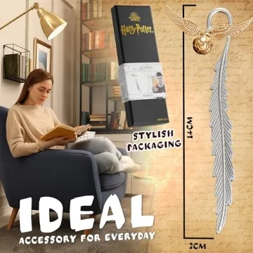 Harry Potter Metal Bookmark with Golden Snitch Charm