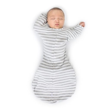 SwaddleDesigns Transitional Swaddle Sack with Arms Up Half-Length Sleeves and Mitten Cuffs, Small, 0...