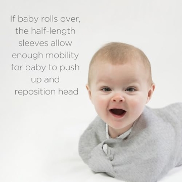 SwaddleDesigns Transitional Swaddle Sack with Arms Up Half-Length Sleeves and Mitten Cuffs, Small, 0-3 Months, 6-14 lbs, Heathered Gray Stripes (Arms Up Swaddle, Transition Swaddle Sleep Sack)