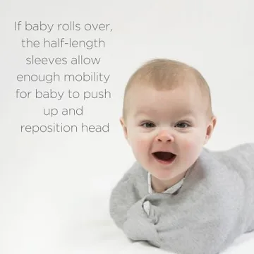 SwaddleDesigns Transitional Swaddle Sack with Arms Up Half-Length Sleeves and Mitten Cuffs, Small, 0-3 Months, 6-14 lbs, Heathered Gray Stripes (Arms Up Swaddle, Transition Swaddle Sleep Sack)