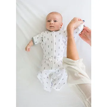 SwaddleDesigns Transitional Swaddle Sack with Arms Up Half-Length Sleeves and Mitten Cuffs, Small, 0-3 Months, 6-14 lbs, Heathered Gray Stripes (Arms Up Swaddle, Transition Swaddle Sleep Sack)