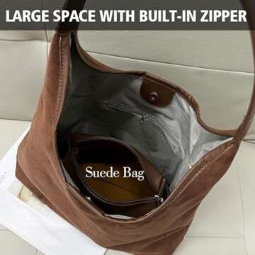 MAOILY Brown Suede Bags for Women 2024 New Brown Suede Tote Bag for Women Suede Bag Brown Suede Purse Bag (Beige)