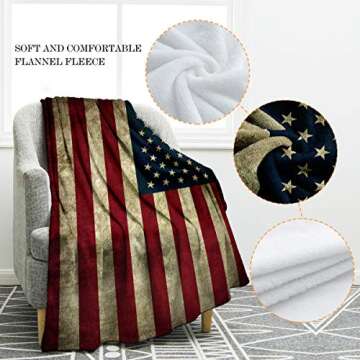 Jekeno American Flag Gifts Blanket for Men Women, USA Flag Throw Blankets for Adult Kids Boys Girls,...