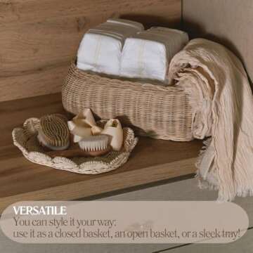 CAALMA Scalloped Rattan Basket Set - Stylish Storage Solution