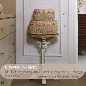 CAALMA Scalloped Rattan Basket Set - Stylish Storage Solution