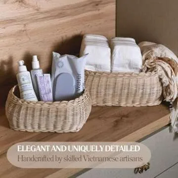 CAALMA Scalloped Rattan Basket Set - Stylish Storage Solution