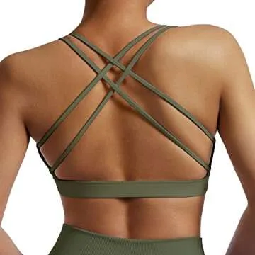 RUUHEE Women Workout Sports Bras Criss Cross Padded Support Yoga Bra Fitness Crop Tank Tops