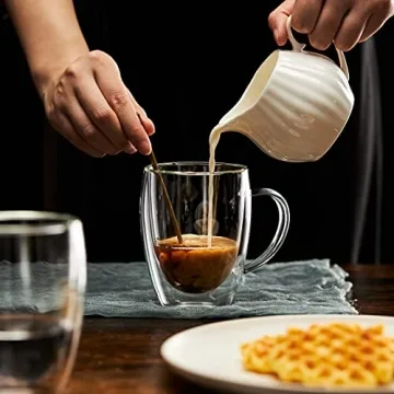 MEWAY 16oz Insulated Glass Coffee Mugs 6 Pack