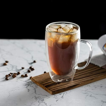 MEWAY 16oz Insulated Glass Coffee Mugs 6 Pack