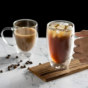 MEWAY 16oz Insulated Glass Coffee Mugs 6 Pack