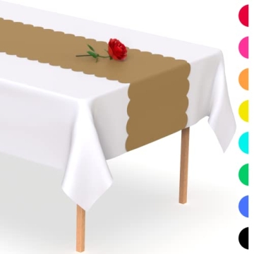 Gold Plastic Disposable Table Runner 5 Pack - Scallop Design for Vibrant Parties