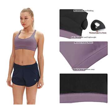 icyzone Padded Strappy Sports Bra Yoga Tops Activewear Workout Clothes for Women (Medium, Mauve)