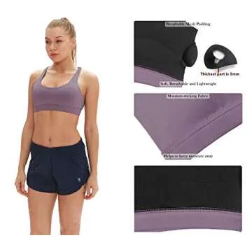 icyzone Padded Strappy Sports Bra Yoga Tops Activewear Workout Clothes for Women (Medium, Mauve)