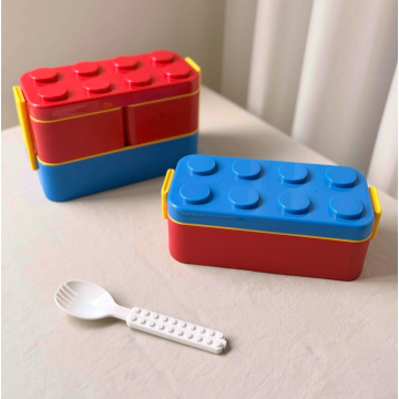 ظرف غذای لگویی دوطبقه؛ پلاستیک فشرده مناسب مدرسه
