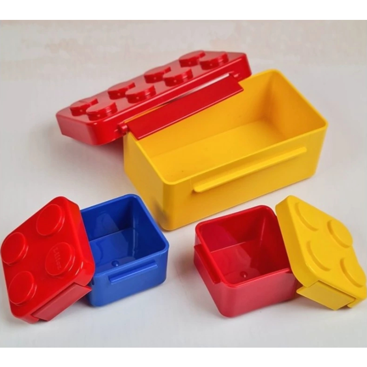 ظرف غذای لگویی دوطبقه؛ پلاستیک فشرده مناسب مدرسه