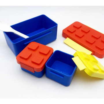 ظرف غذای لگویی دوطبقه؛ پلاستیک فشرده مناسب مدرسه