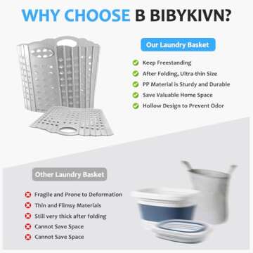 B BIBYKIVN 63L Collapsible Laundry Basket – Space-Saving Design