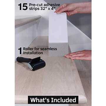 FINEHOUS 32"x4" Non-Slip Stair Treads Tape (15-Pack) - Clear Anti-Slip Indoor Strips
