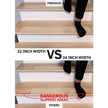 FINEHOUS Clear Non-Slip Stair Treads Tape for Safety