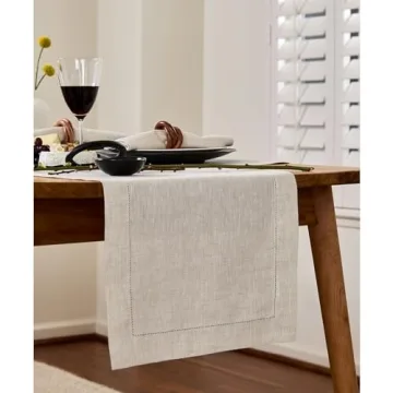 Pure Linen Table Runner 108" - Classic Hemstitch for Dining