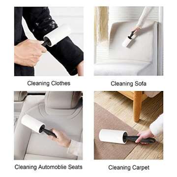 COMMEMA Lint Rollers for Pet Hair Extra Sticky, Pet Hair Remover Set Brush for Dog & Cat Hair Removal, Clothes, Furniture, 2 Handles with 4 Refills, 240 Total Sheets