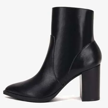 Stylish LAICIGO Women's Pointed Toe Ankle Boots With Chunky Heel