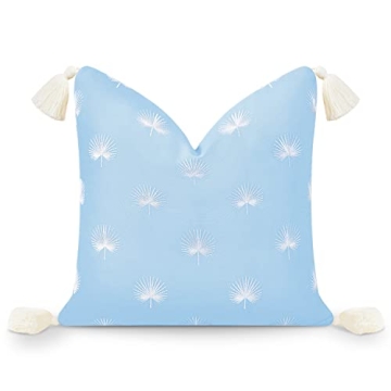 Hofdeco Premium Coastal Hampton Style Patio Indoor Outdoor Throw Pillow Cover, 18"x18" Water Resista...