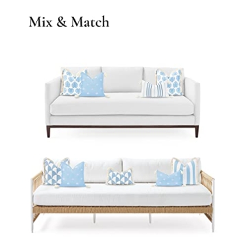 Hofdeco Coastal Throw Pillow Cover 18x18 Blue Embroidered