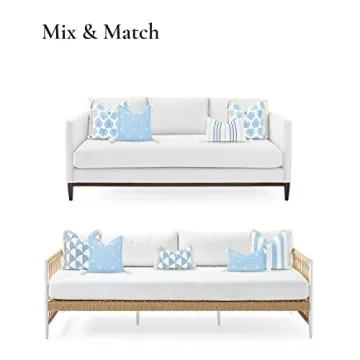 Hofdeco Coastal Throw Pillow Cover 18x18 Blue Embroidered