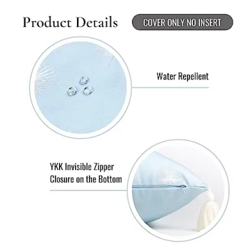 Hofdeco Coastal Throw Pillow Cover 18x18 Blue Embroidered