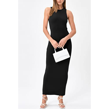 LILLUSORY Bodycon Dresses for Women Summer Spring Sexy Backless Sleeveless Maxi 2023 Casual Beach T Shirt Dress Black