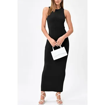 LILLUSORY Bodycon Dresses for Women Summer Spring Sexy Backless Sleeveless Maxi 2023 Casual Beach T Shirt Dress Black