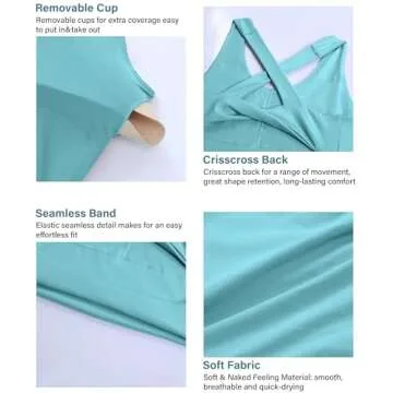 JOYSPELS Sports Bras for Women Extra Comfort Criss-Cross Back Padded Workout Tops for Women Medium Support Cyan