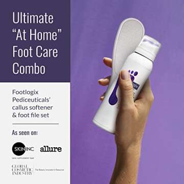 Footlogix Foot Care Callus Softner Combo - Callus Remover Spray & Double-Sided Foot File for Dry, Cr...