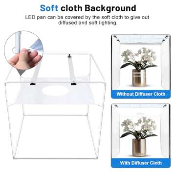 Photo Light Box 40x40 Inch for Photography, 3 Color 10-Level Adjustable Photo Box with Soft Light Cloth Professional Photo Background Shooting Tents White Light, Soft Light, Warm Light