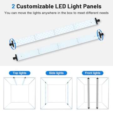 Photo Light Box 40x40 Inch for Photography, 3 Color 10-Level Adjustable Photo Box with Soft Light Cloth Professional Photo Background Shooting Tents White Light, Soft Light, Warm Light