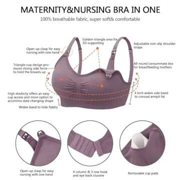 Angelhood Nursing Bra 5 Pack Womens Maternity Breastfeeding Bra Seamless Wireless Sleep Bra with Bra Extenders