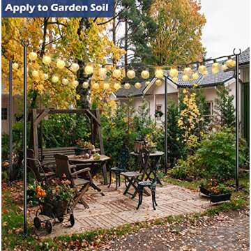 Eazielife 10FT String Light Pole for Outdoor, Heavy Duty Metal Lighting Stand Pole for Garden Lawn Backyard Patio Holiday Wedding Party Decorations (1 Pack)