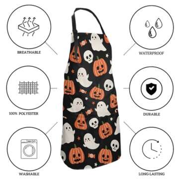 Vibrant Halloween Apron for Cooking with Pockets