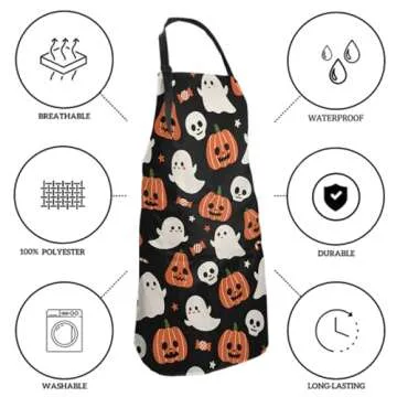Vibrant Halloween Apron for Cooking with Pockets