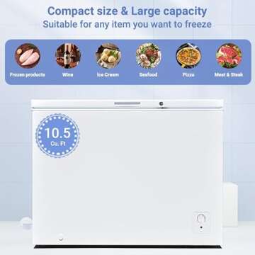 SMETA 10 Cubic Feet Low Noise Chest Freezer for Home