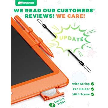 KOKODI LCD Writing Tablet, 10 Inch Colorful Toddler Doodle Board Drawing Tablet, Erasable Reusable E...