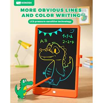 KOKODI LCD Writing Tablet, 10 Inch Colorful Toddler Doodle Board Drawing Tablet, Erasable Reusable Electronic Drawing Pads, Educational and Learning Toy for 3-6 Years Old Boy and Girls