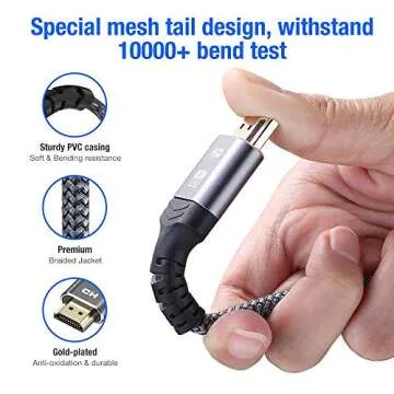 Highwings 4K 60HZ HDMI Cable 6.6FT, 18Gbps High Speed 2.0 Braided Cord-Supports (4K 60Hz HDR,Video 4K 2160p 1080p 3D HDCP 2.2 ARC-Compatible with Ethernet Monitor PS 4/3 HDTV 4K Fire Netflix