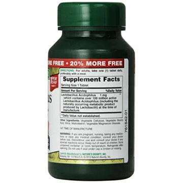 Nb Acidophilus Size 100s Nature's Bounty Acidophilus Probiotic Tablets 100 Count