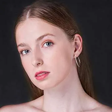 Silver Hoop Earrings, Rhinestone Cubic Zirconia Hoops Fashion Jewelry White Gold Plated Big Hoop Earring for Women