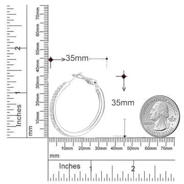 Silver Hoop Earrings, Rhinestone Cubic Zirconia Hoops Fashion Jewelry White Gold Plated Big Hoop Earring for Women