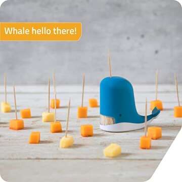 PELEG DESIGN Jonah Toothpick Holder - Cute Whale Toothpick Dispenser - Fun and Decorative Plastic Toothpick Holder for Easy Access During Meals or Gatherings